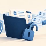 Offene Akte, entweichende Personendaten als Symbol für Datenschutzverletzung