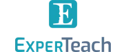 Logo des Partners ExperTeach mit stilisiertem „E“ in blauem Quadrat, kombiniert mit Schriftzug „ExperTeach“ in Farbverlauf von Türkis zu Dunkelblau.