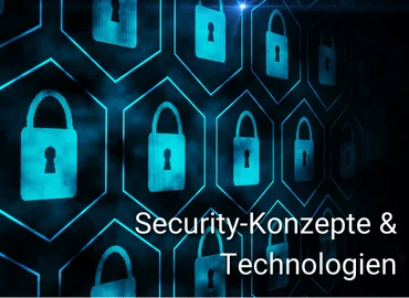 Digitale blaue Vorhängeschlösser in hexagonaler Struktur – symbolisieren Schutzmechanismen und stehen für Schulungen zu Security-Konzepten & Technologien.